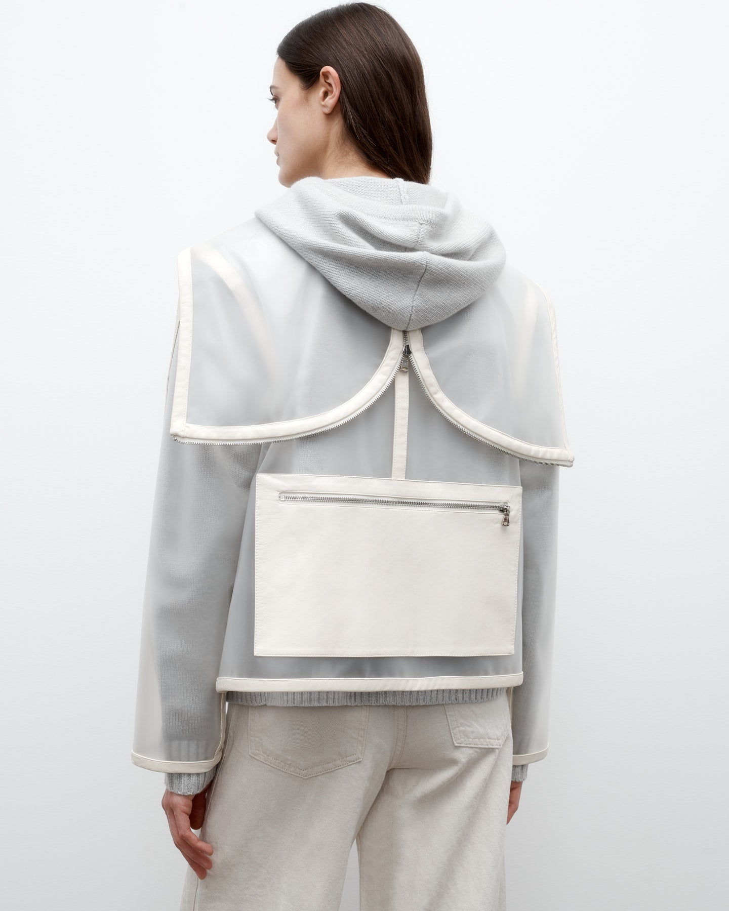 TWP Clear/crema Hoodie with Paper Leather Piping view 4
