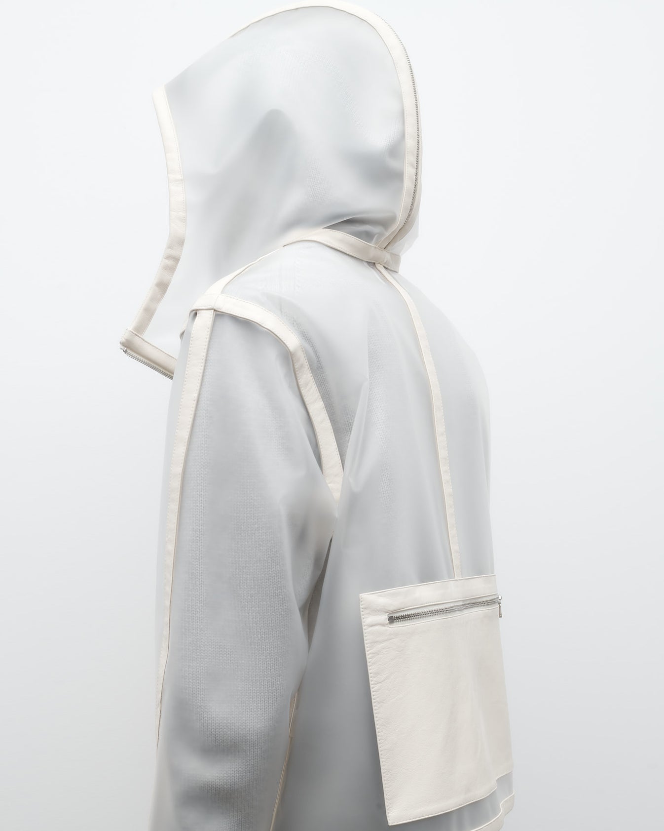 TWP Clear/crema Hoodie with Paper Leather Piping view 7