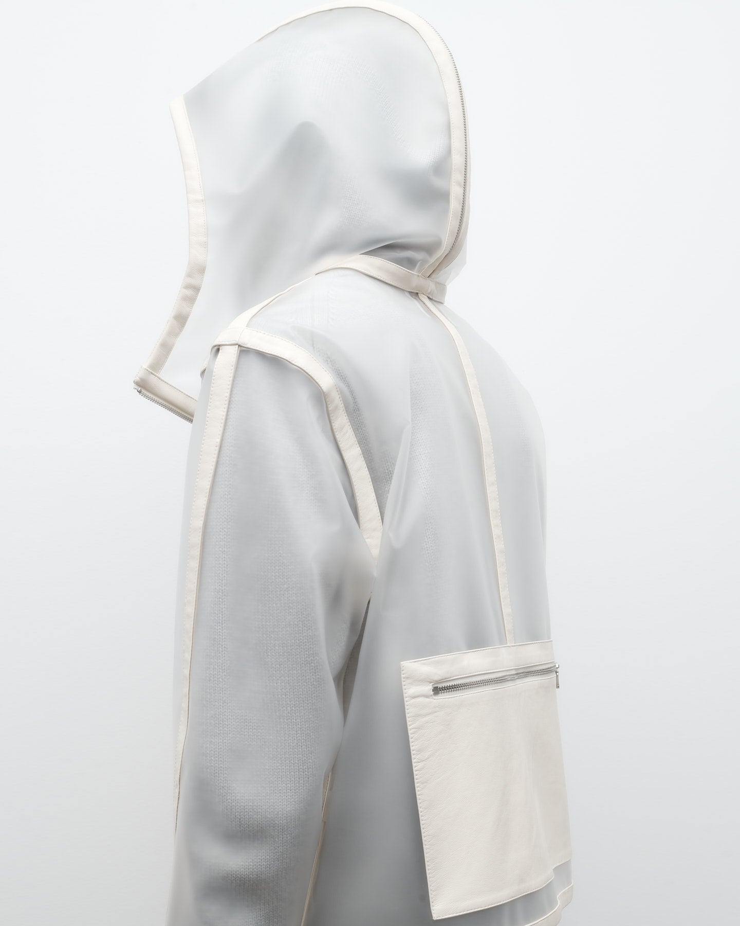 TWP Clear/crema Hoodie with Paper Leather Piping view 7