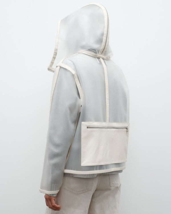 TWP Clear/crema Hoodie with Paper Leather Piping view 3