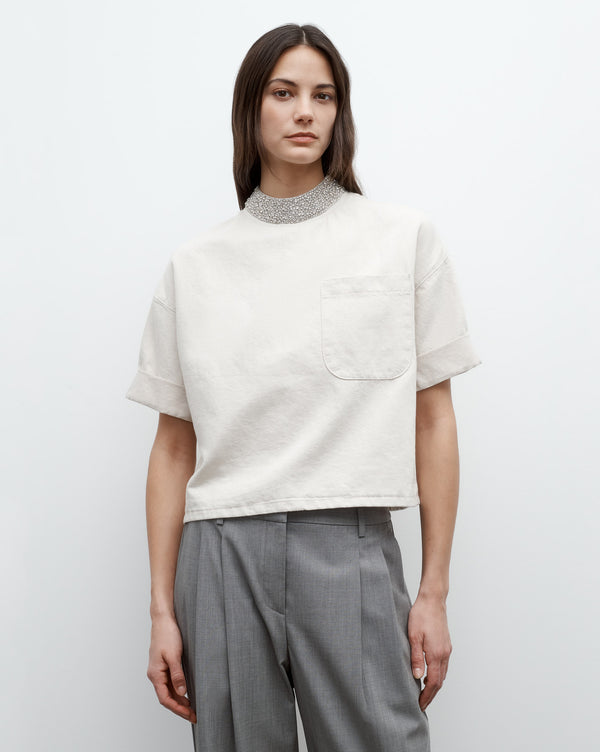 TWP Natural Ex T With Crystal Collar in Japanese Denim view 1