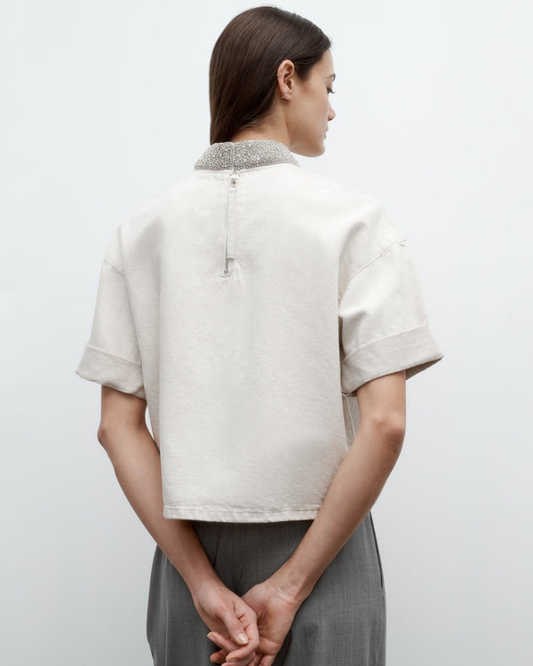 TWP Natural Ex T With Crystal Collar in Japanese Denim view 4