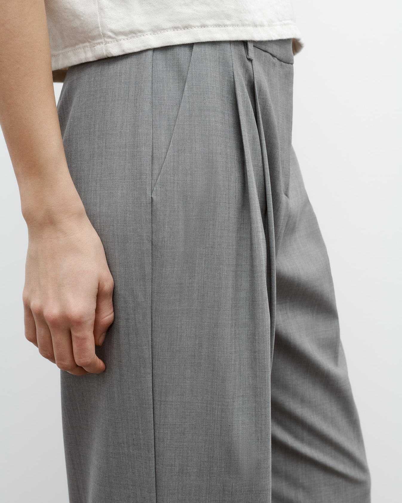 TWP Medium heather grey Sulli Pant in Ultrafine Stretch Suiting view 3