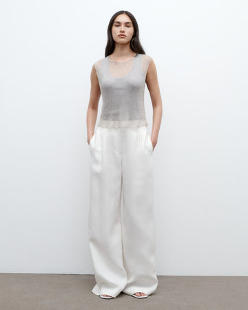 TWP Ivoire Mini Pleat Trouser in Washed Linen Suiting view 1