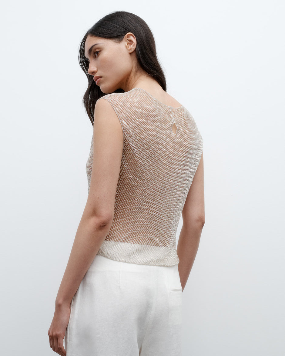 TWP Silver Chloe Top in Cross Hatch Beading view 6