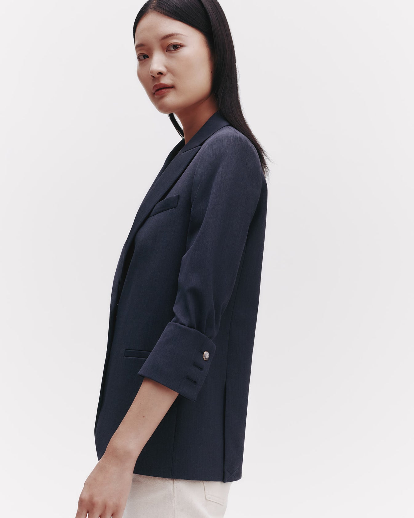 TWP Indigo Boyfriend Blazer in Wool Twill view 3