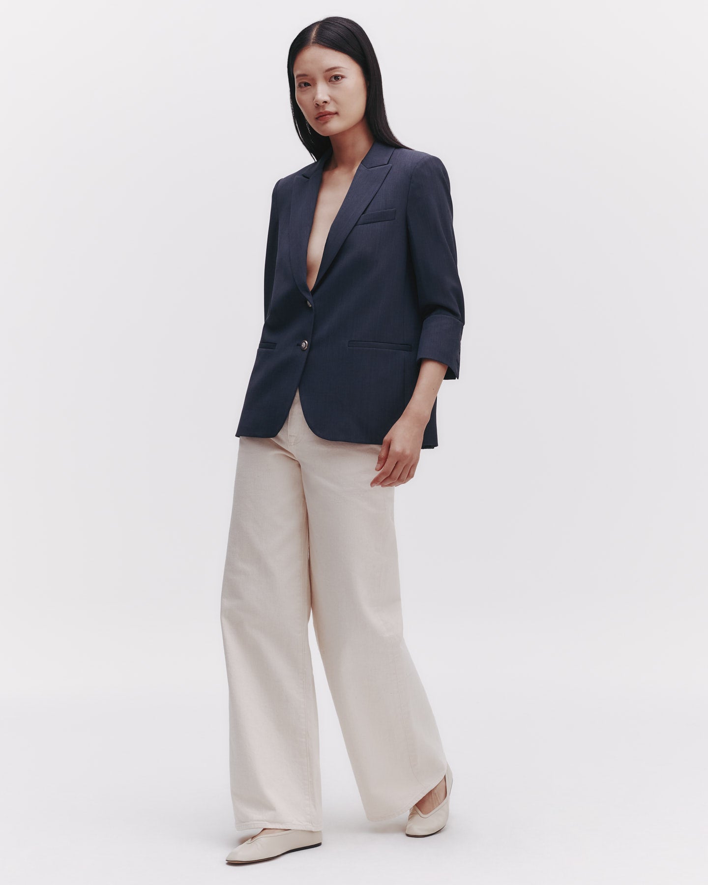 TWP Indigo Boyfriend Blazer in Wool Twill view 5