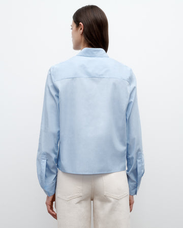 TWP Oxford blue Button Me Up Top in Superfine Cotton view 4