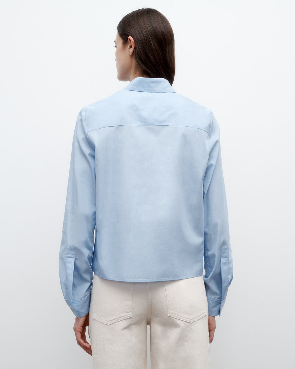 TWP Oxford blue Button Me Up Top in Superfine Cotton view 4