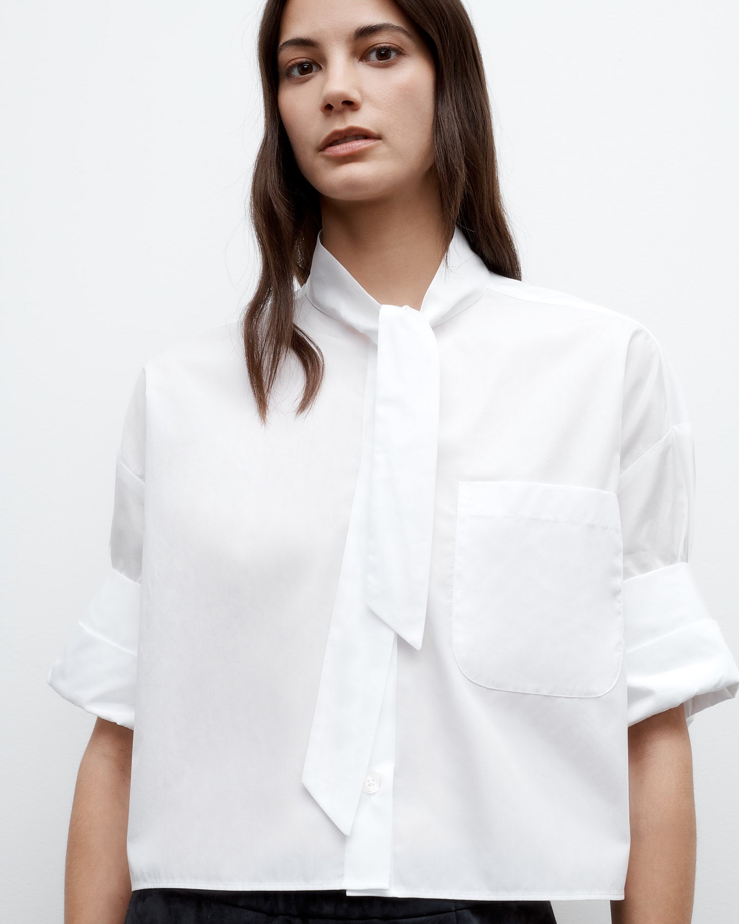 TWP White Next Ex Shirt With Tie in Superfine Cotton view 2