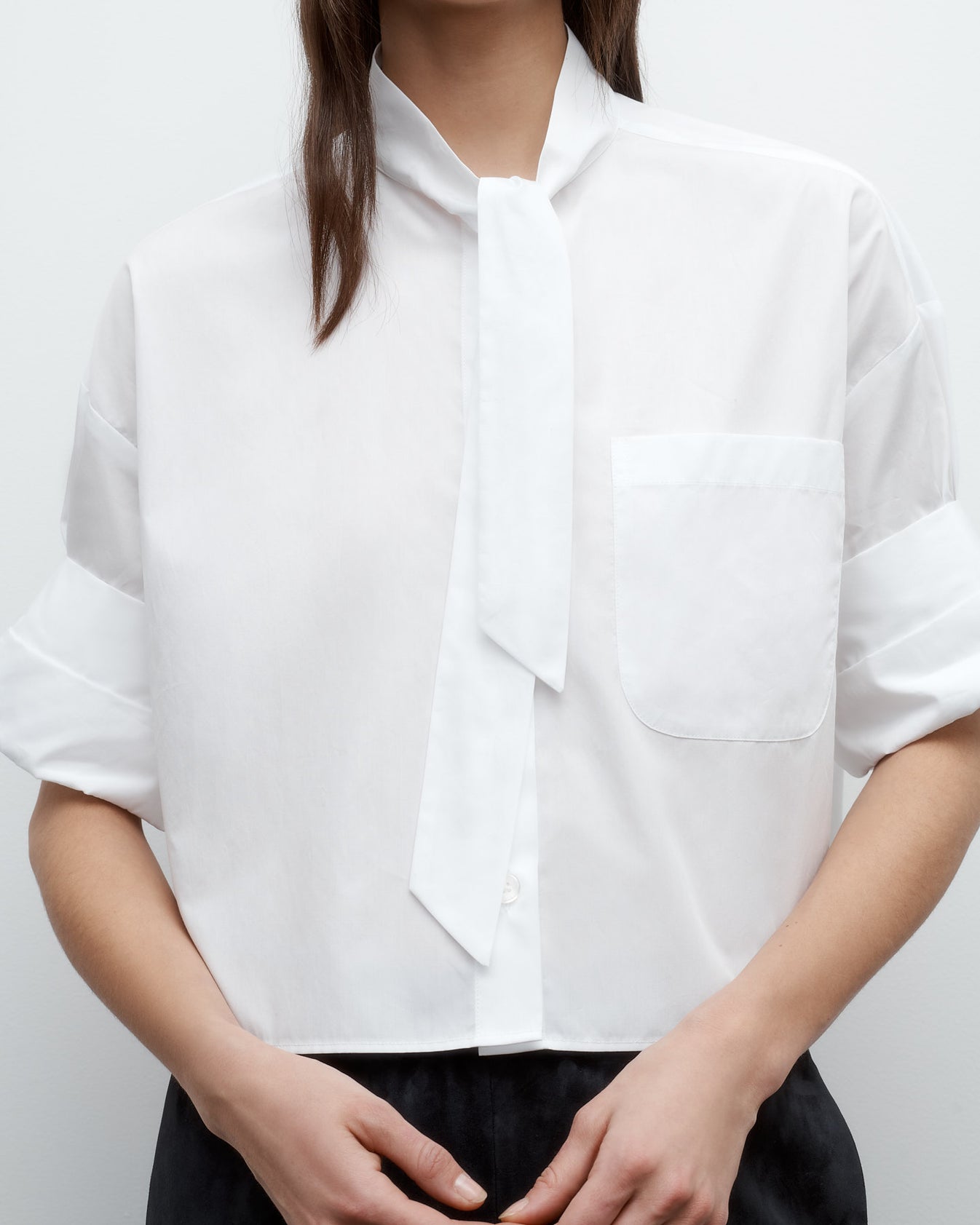 TWP White Next Ex Shirt With Tie in Superfine Cotton view 1
