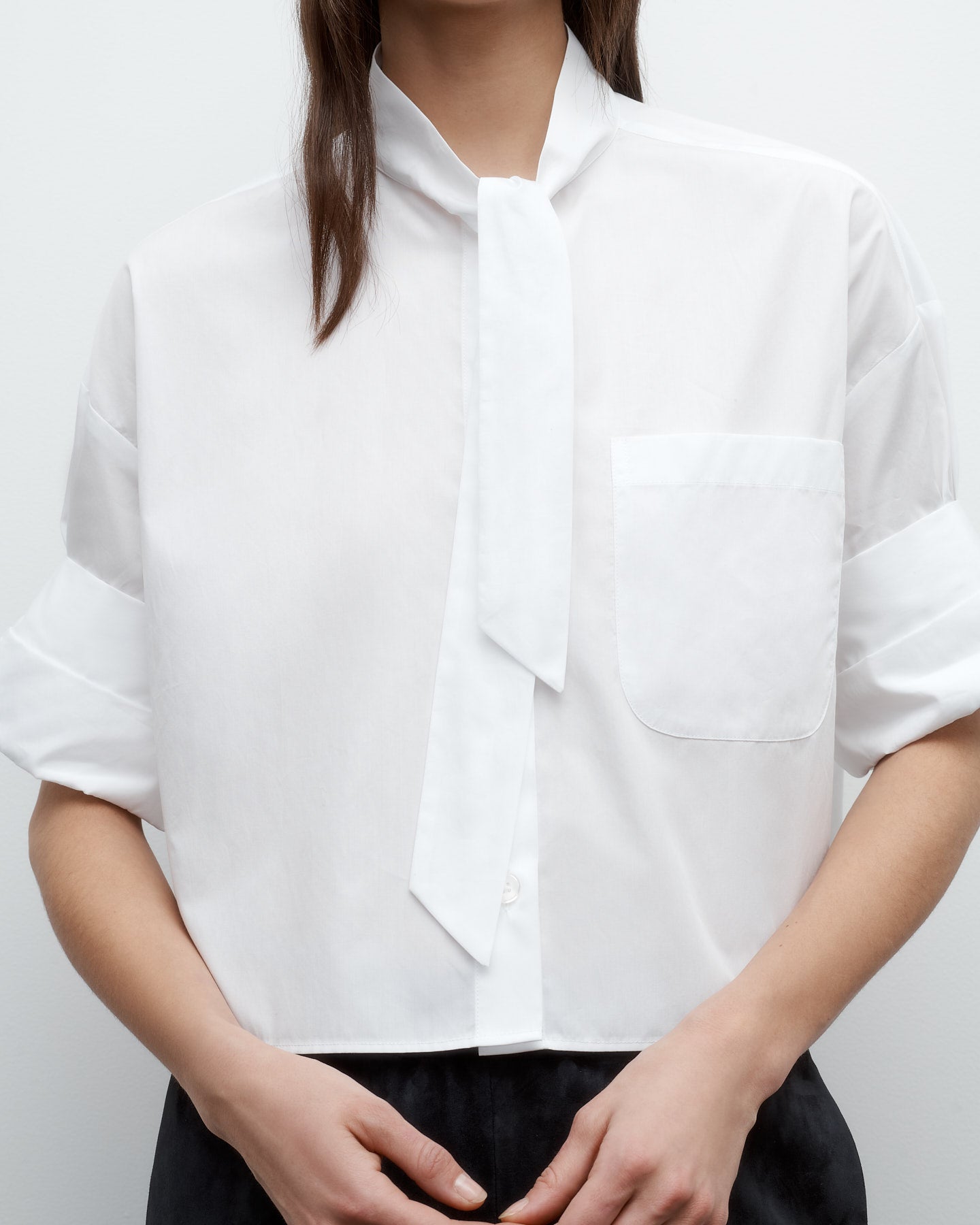 TWP White Next Ex Shirt With Tie in Superfine Cotton view 1
