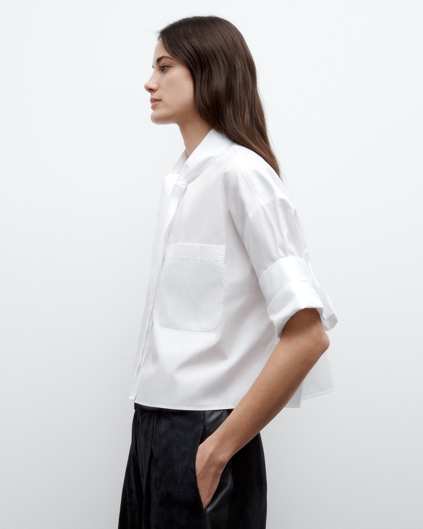 TWP White Next Ex Shirt With Tie in Superfine Cotton view 4