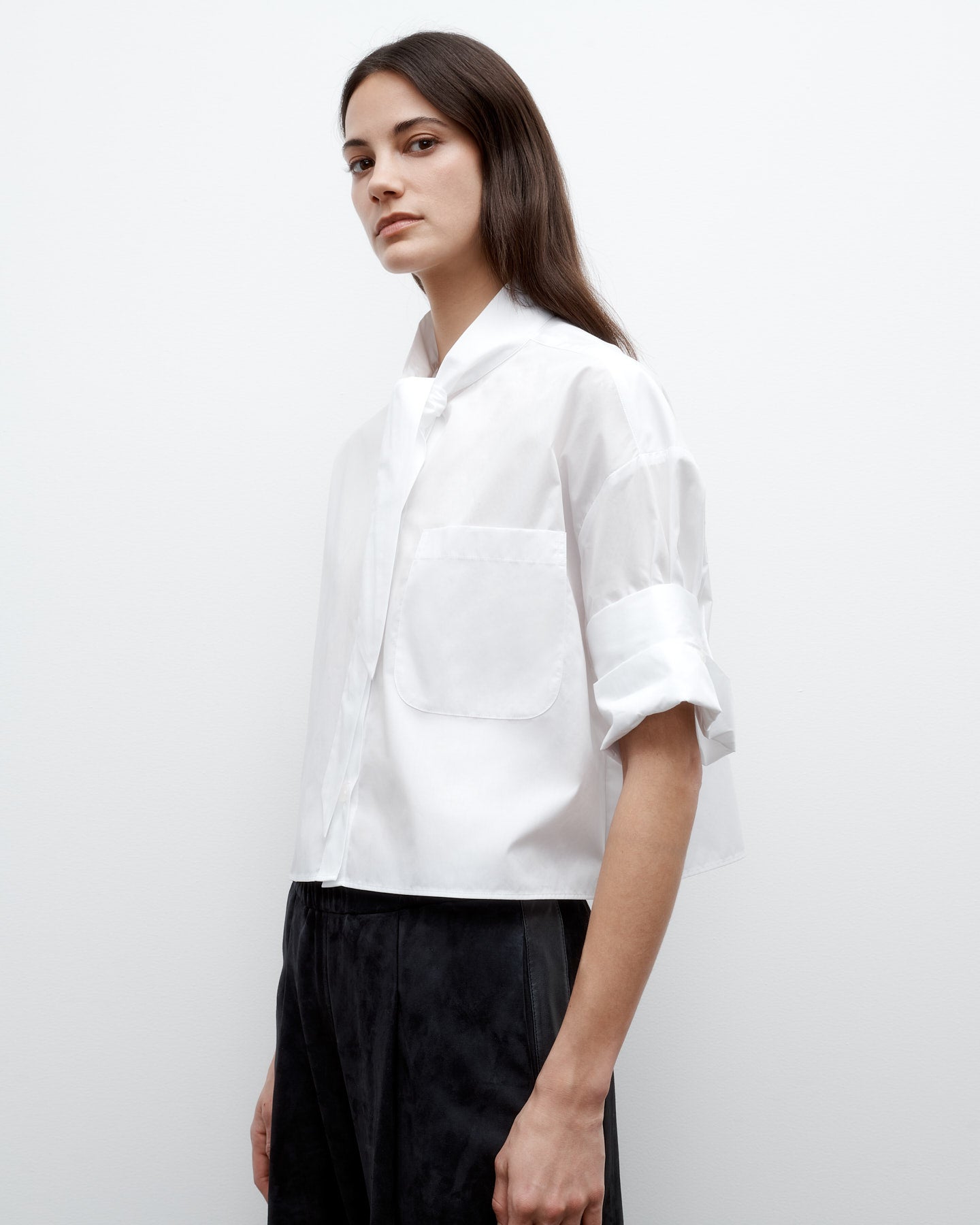 TWP White Next Ex Shirt With Tie in Superfine Cotton view 3