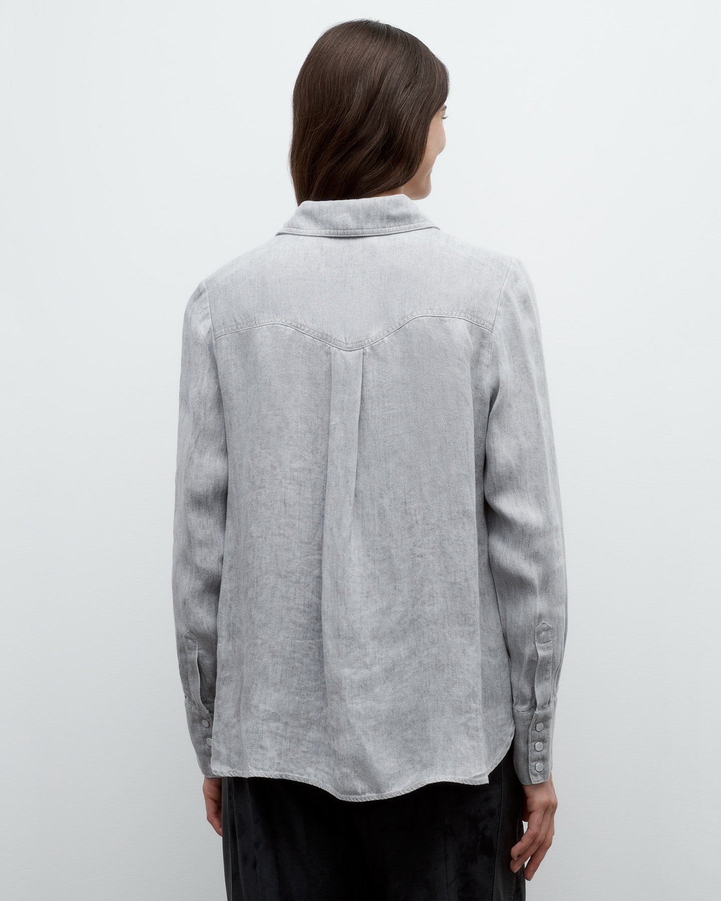 TWP Light heather grey Rancher&#39;s Daughter Shirt in Hemp Denim view 4