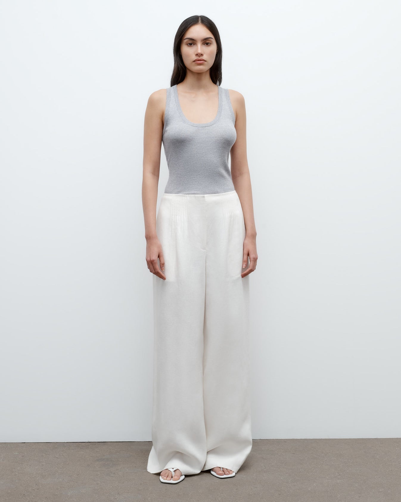 TWP Light heather grey Knit Tank in wool view 5
