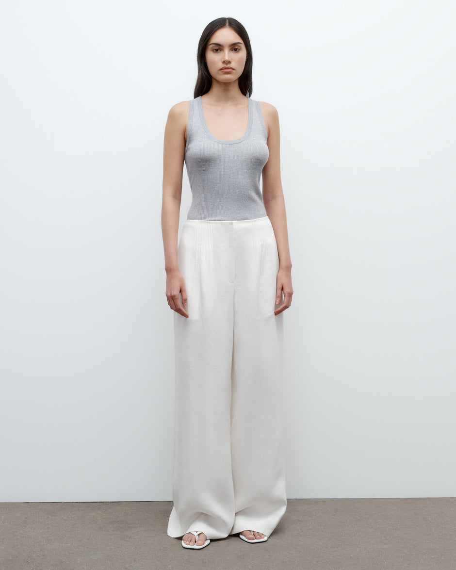 TWP Light heather grey Knit Tank in wool view 5