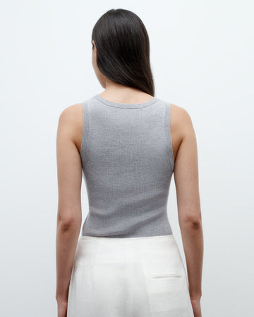 TWP Light heather grey Knit Tank in wool view 4