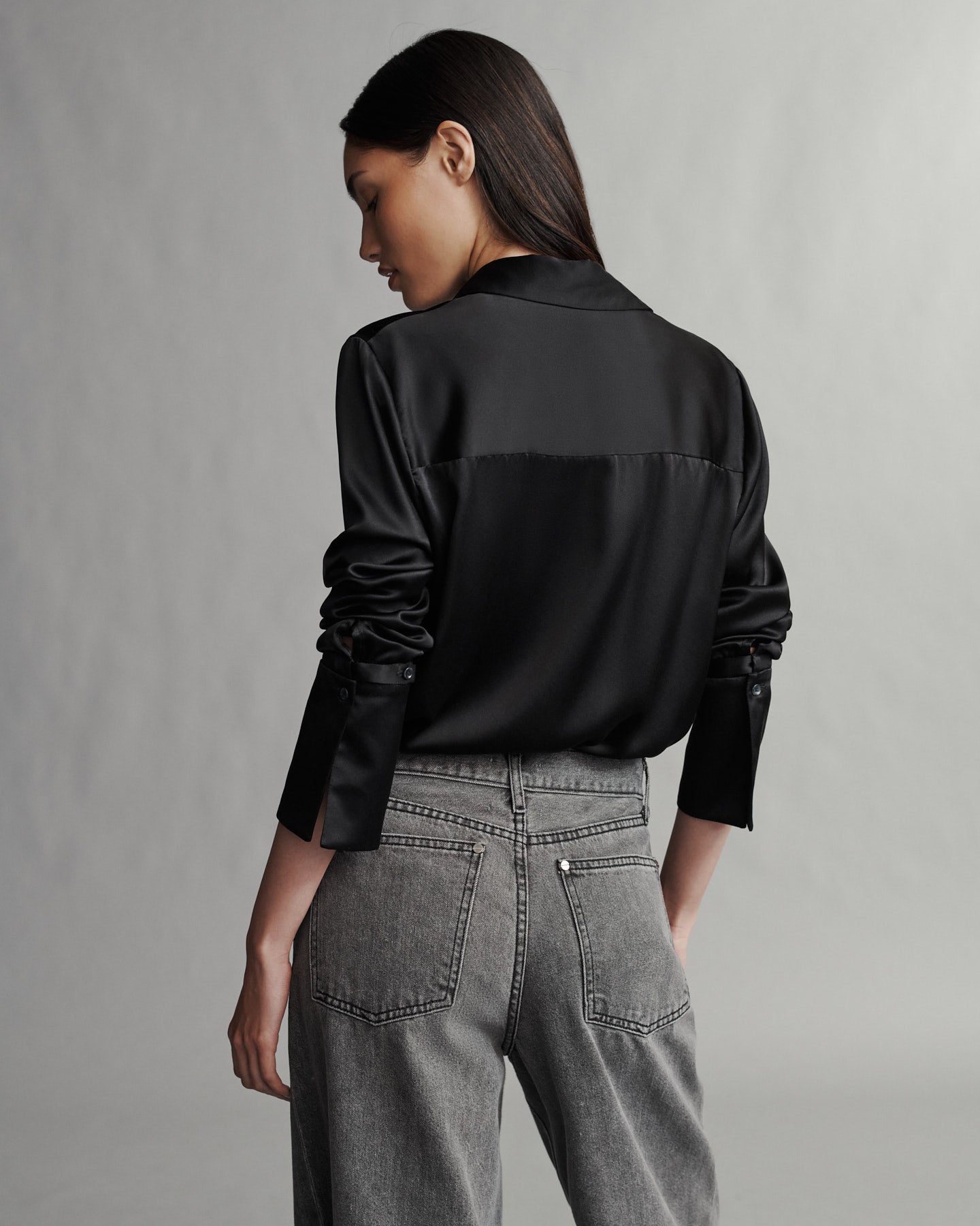 TWP Black Object Of Affection Top With Sleeve Detail in Silk Charmeuse view 5