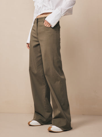 TWP Dark olive Puddle TWP Pant in cotton twill view 2