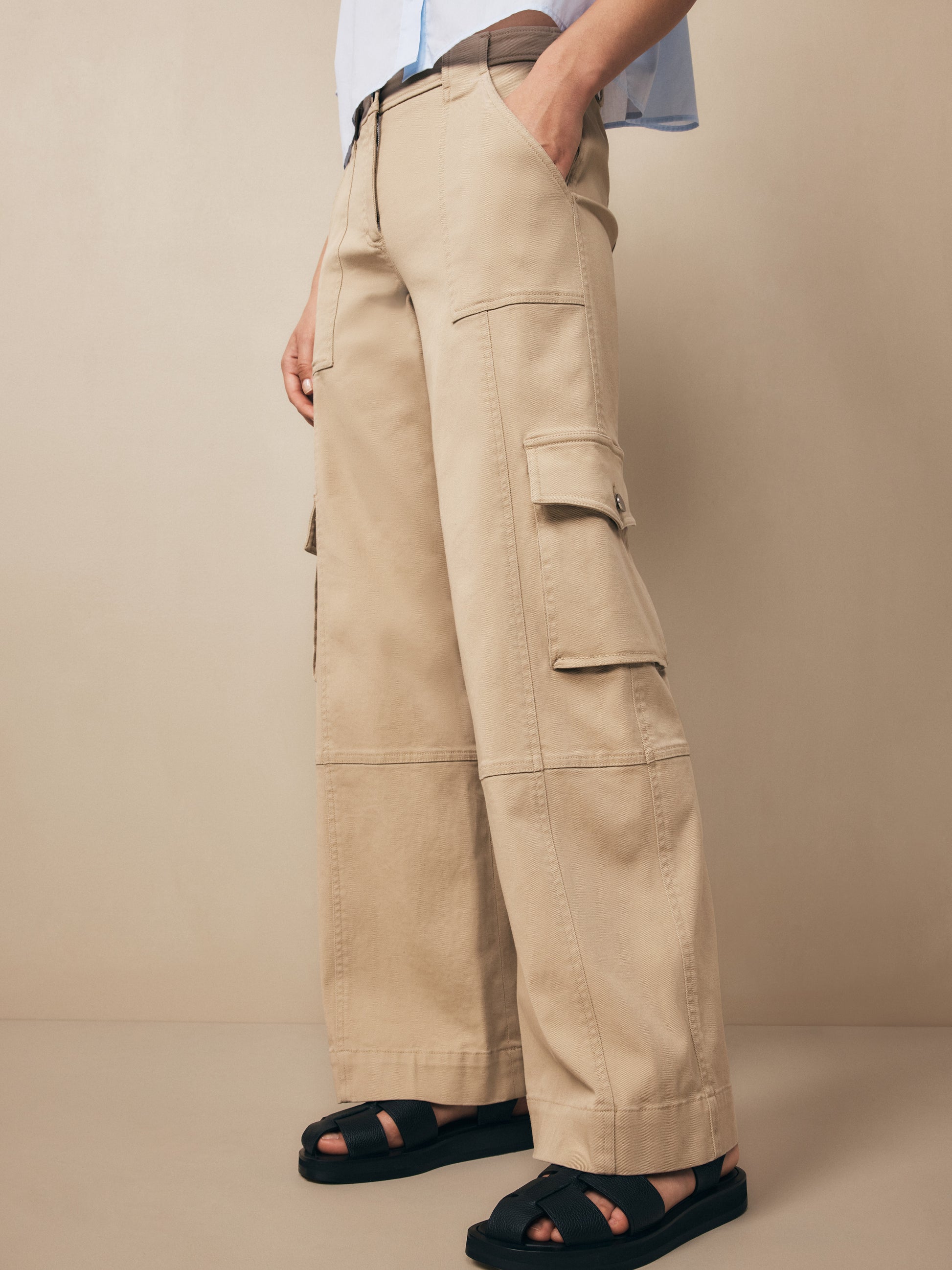 TWP Khaki Coop Pant with Cargo Pockets in Cotton Twill view 1
