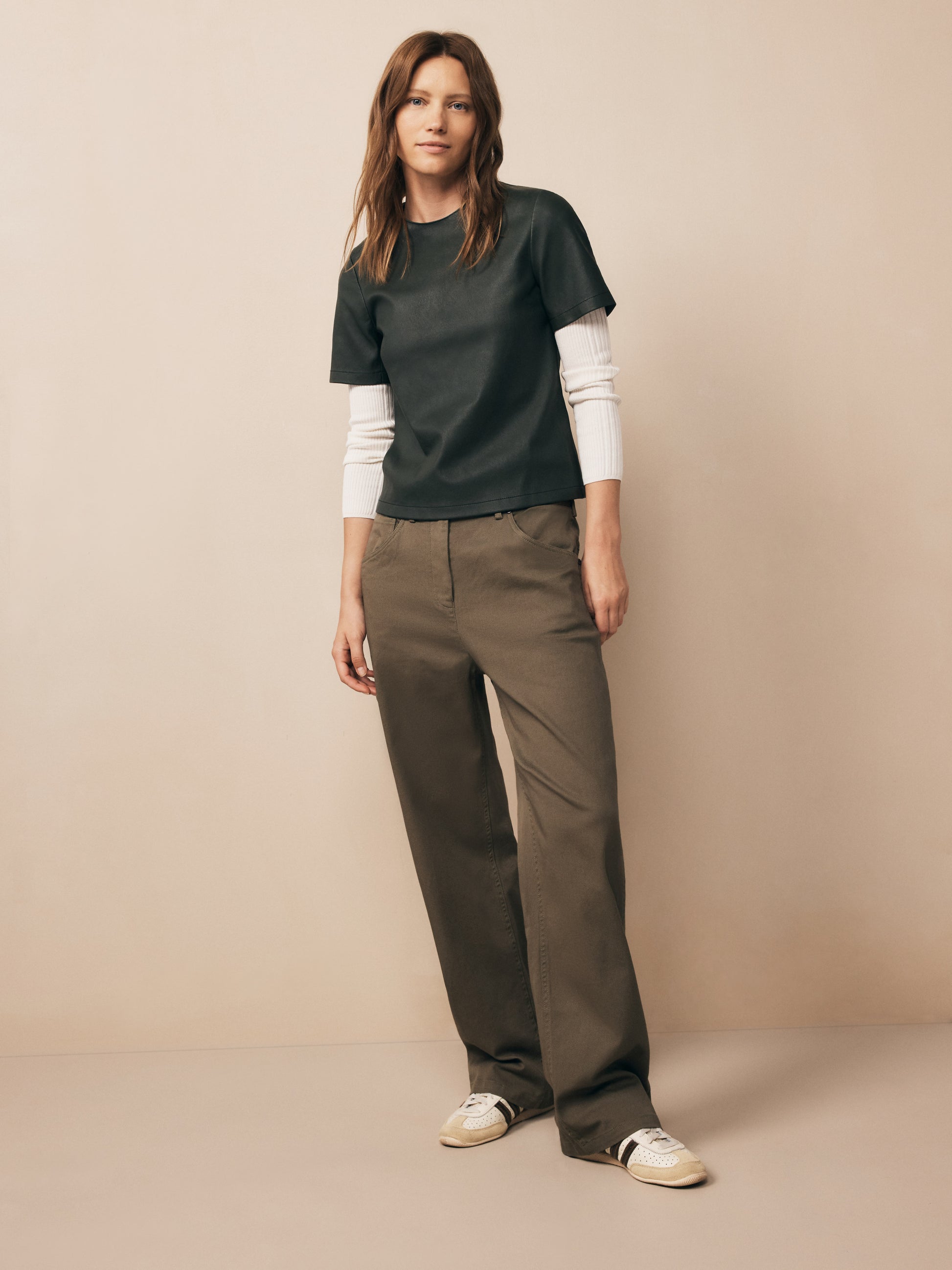 TWP Dark olive Mila Pant in Cotton Twill view 6