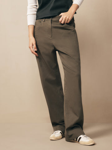 TWP Dark olive Mila Pant in Cotton Twill view 6