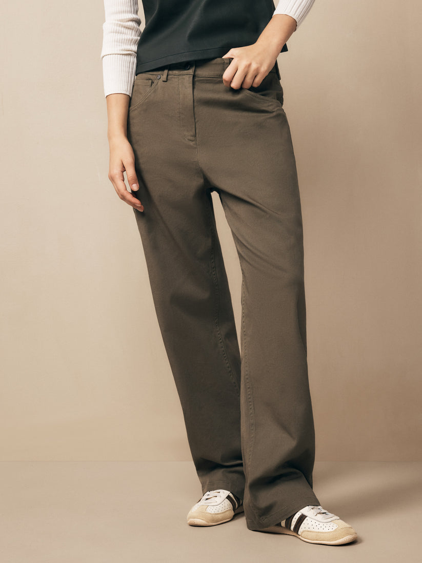 TWP Dark olive Mila Pant in Cotton Twill view 5