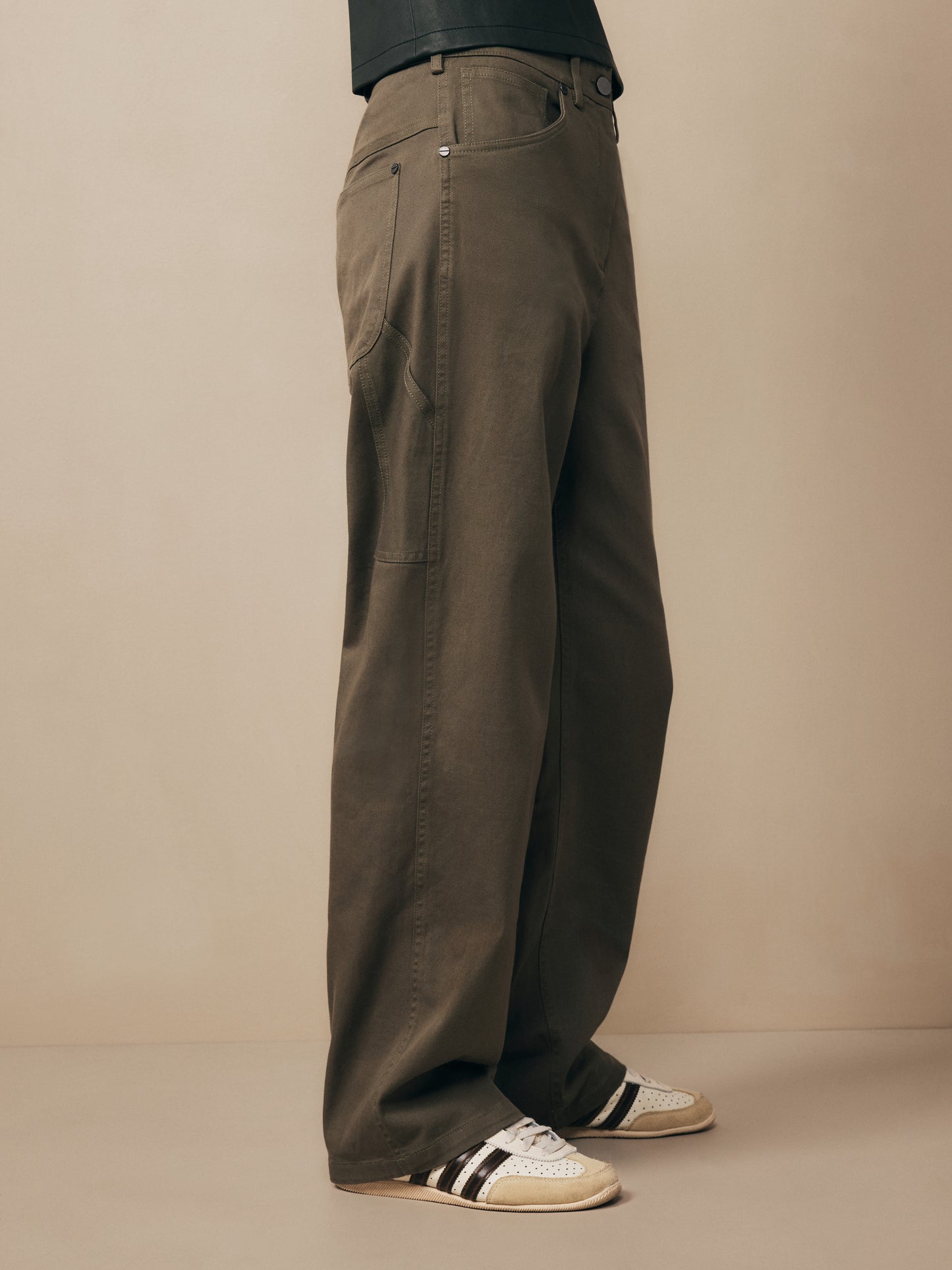 TWP Dark olive Mila Pant in Cotton Twill view 4