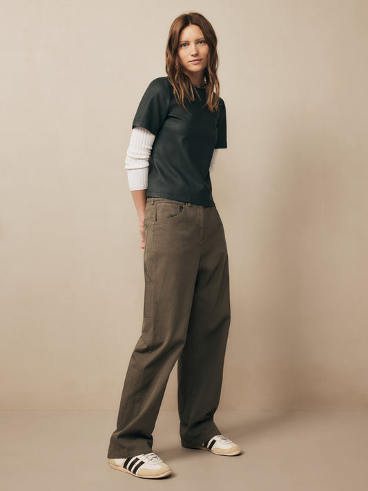 TWP Dark olive Mila Pant in Cotton Twill view 2