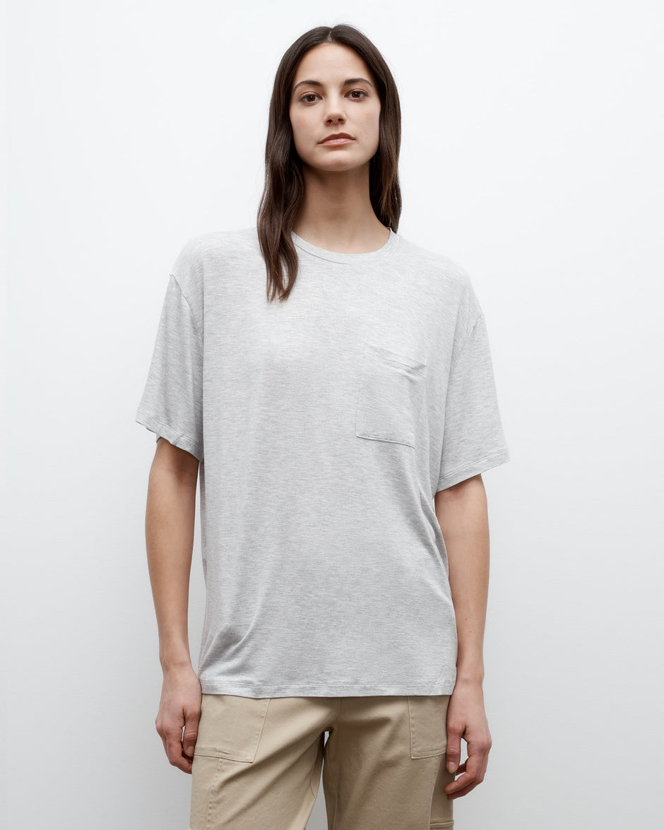 TWP Light heather grey Big Boy Tee in Jersey view 1