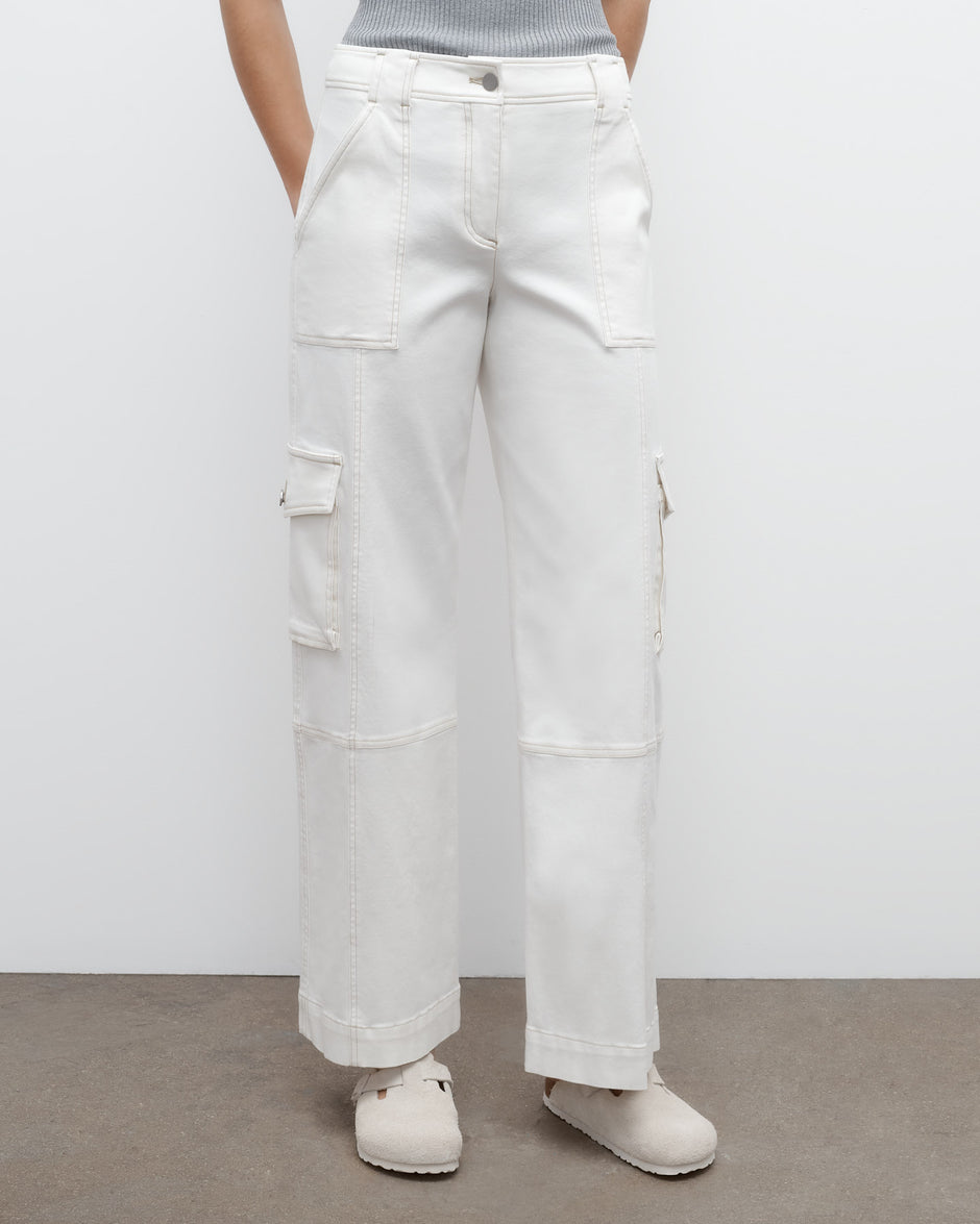 TWP Ivory Coop Pant with Cargo Pockets in Cotton Twill view 1
