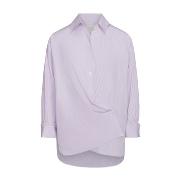 TWP White/purple Earl Shirt in Mini Pinstripe Cotton view 1