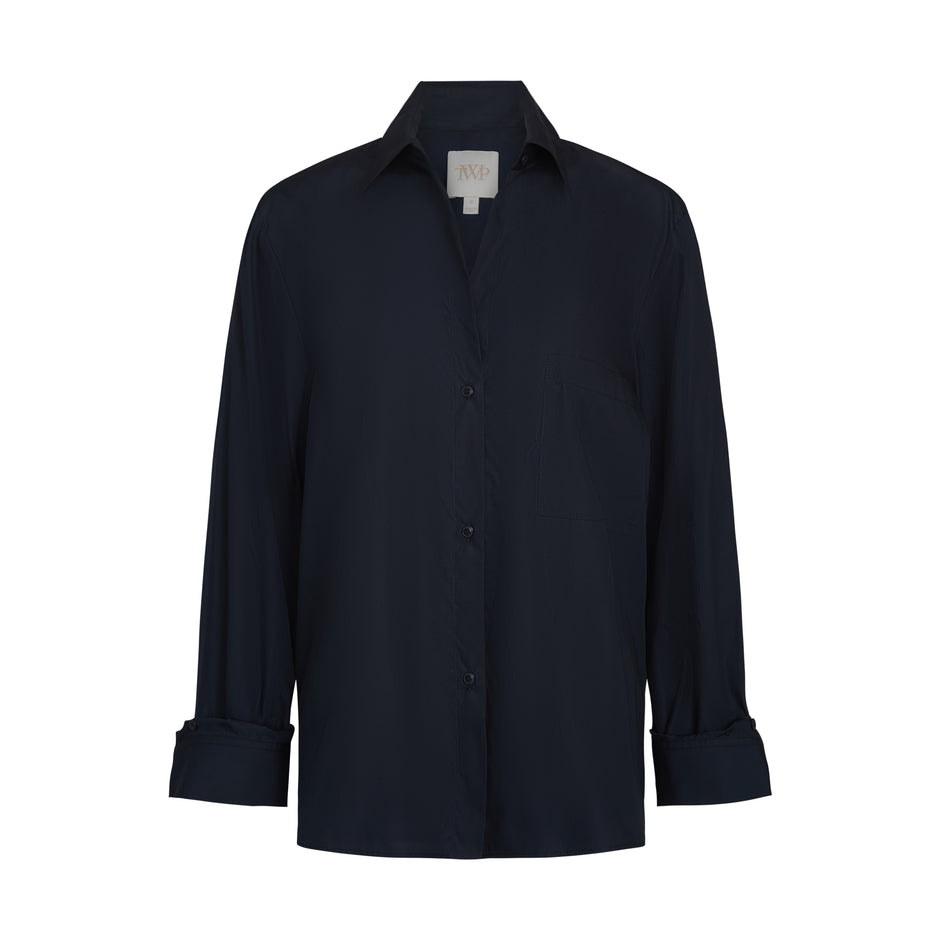 TWP Dark midnight The Next Morning Shirt in Cotton Poplin view 1