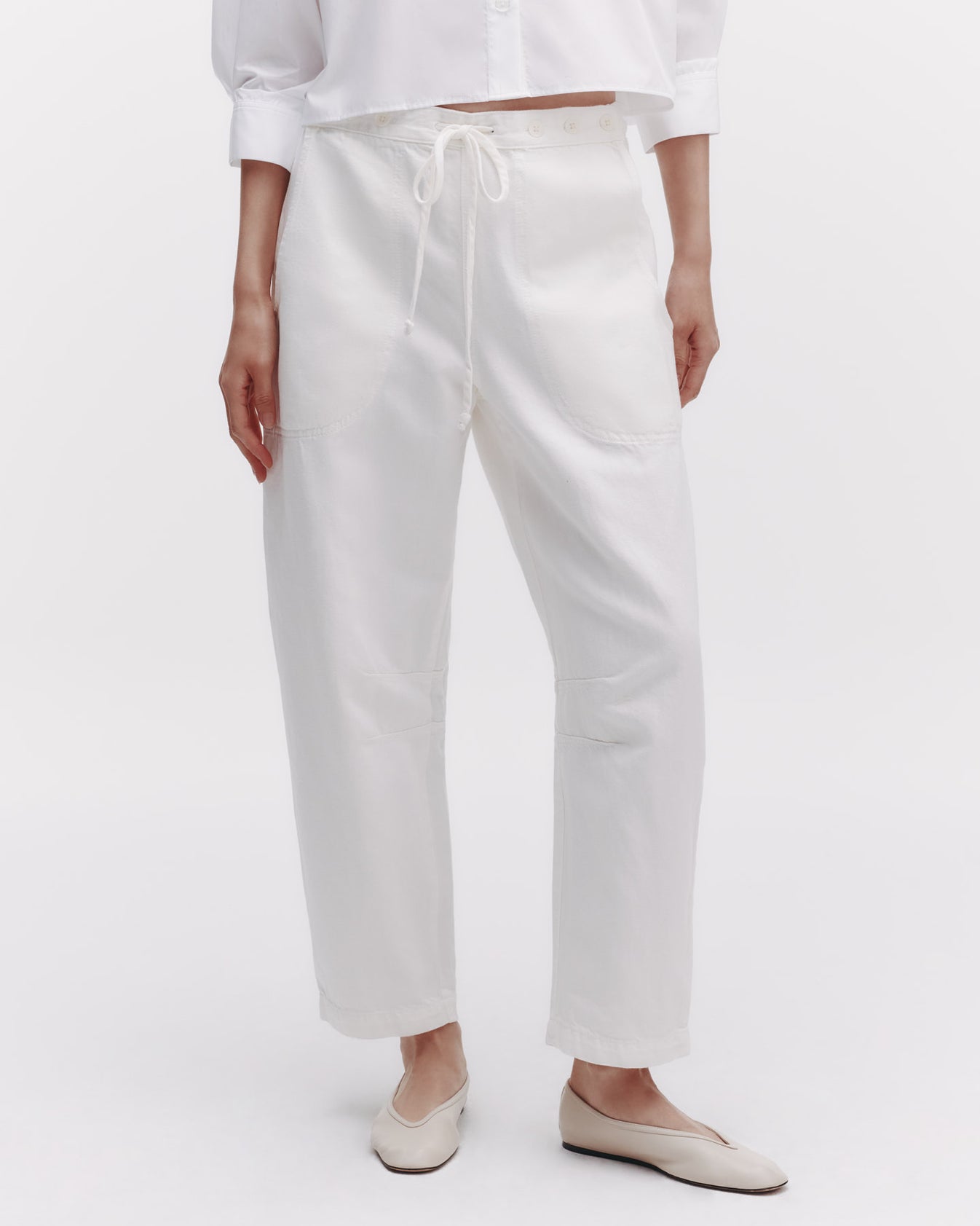 TWP White Jetties Beach Pant in Japanese Denim view 1