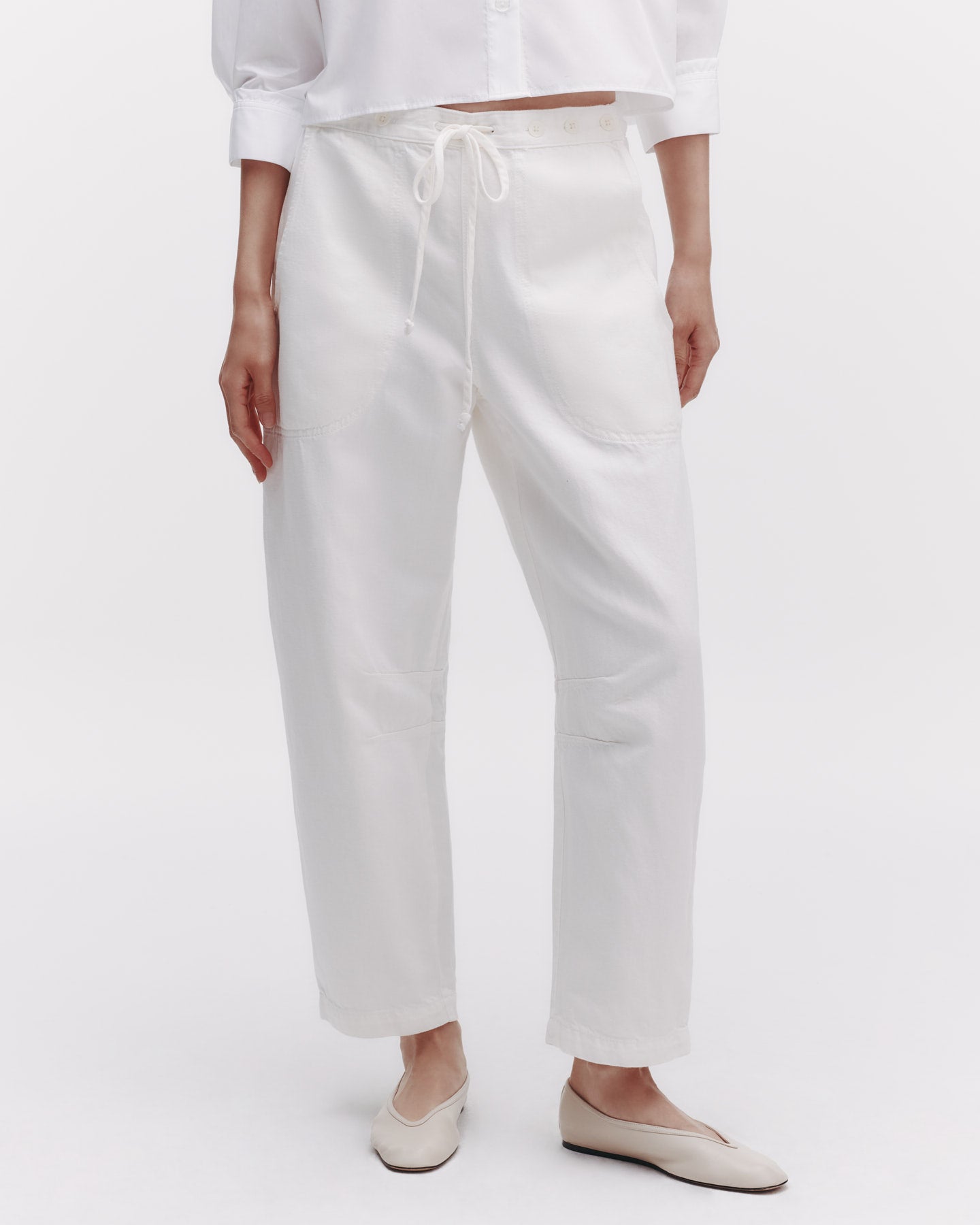 TWP White Jetties Beach Pant in Japanese Denim view 1