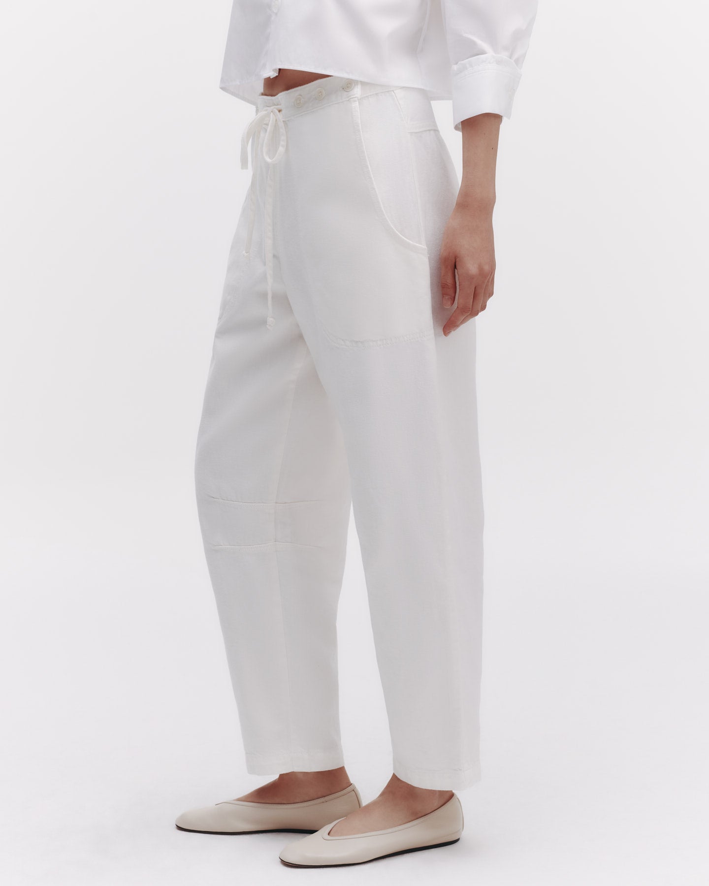 TWP White Jetties Beach Pant in Japanese Denim view 4