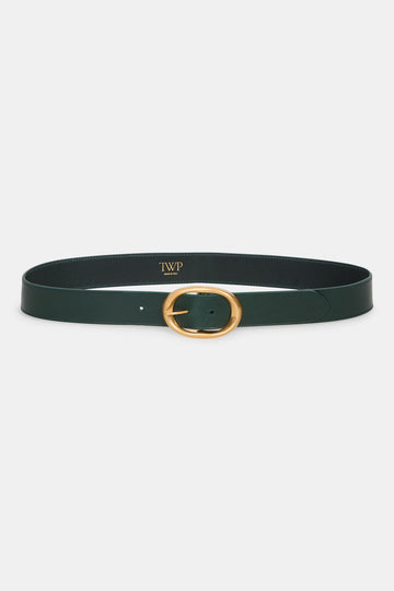 TWP Dark spruce Wide Belt in Leather view 1