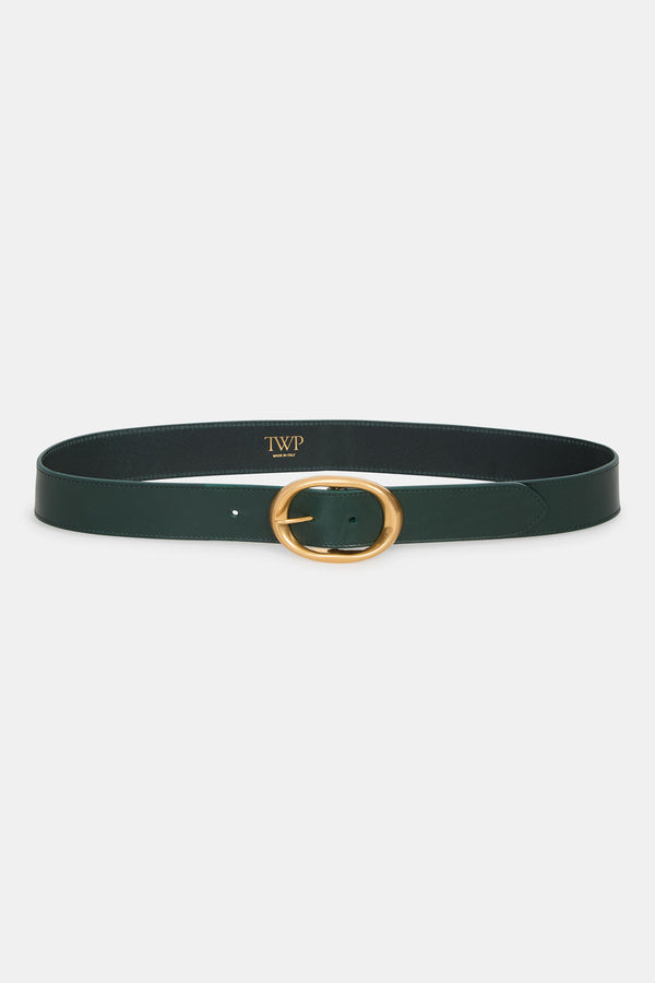 TWP Dark spruce Wide Belt in Leather view 1