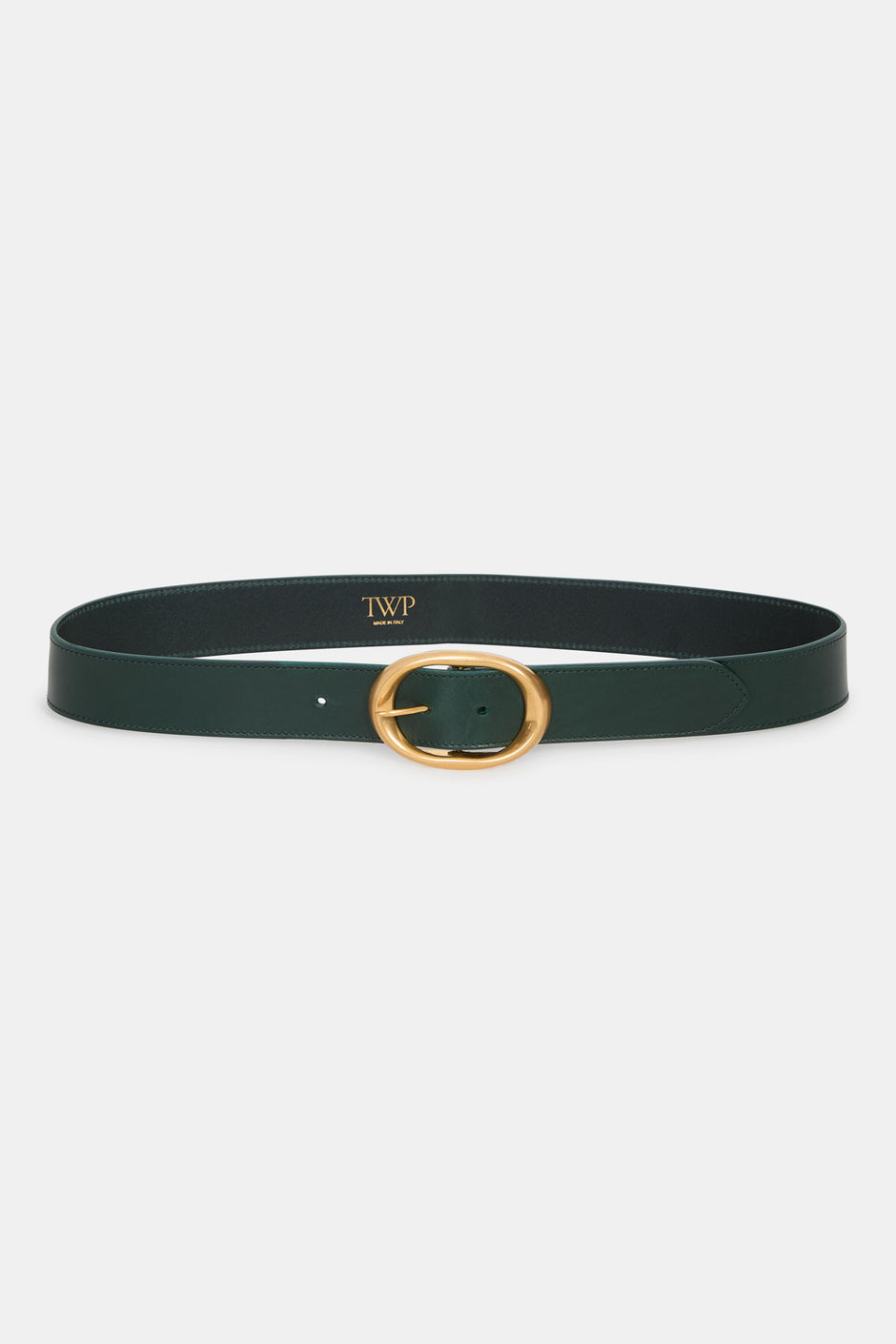 TWP Dark spruce Wide Belt in Leather view 1