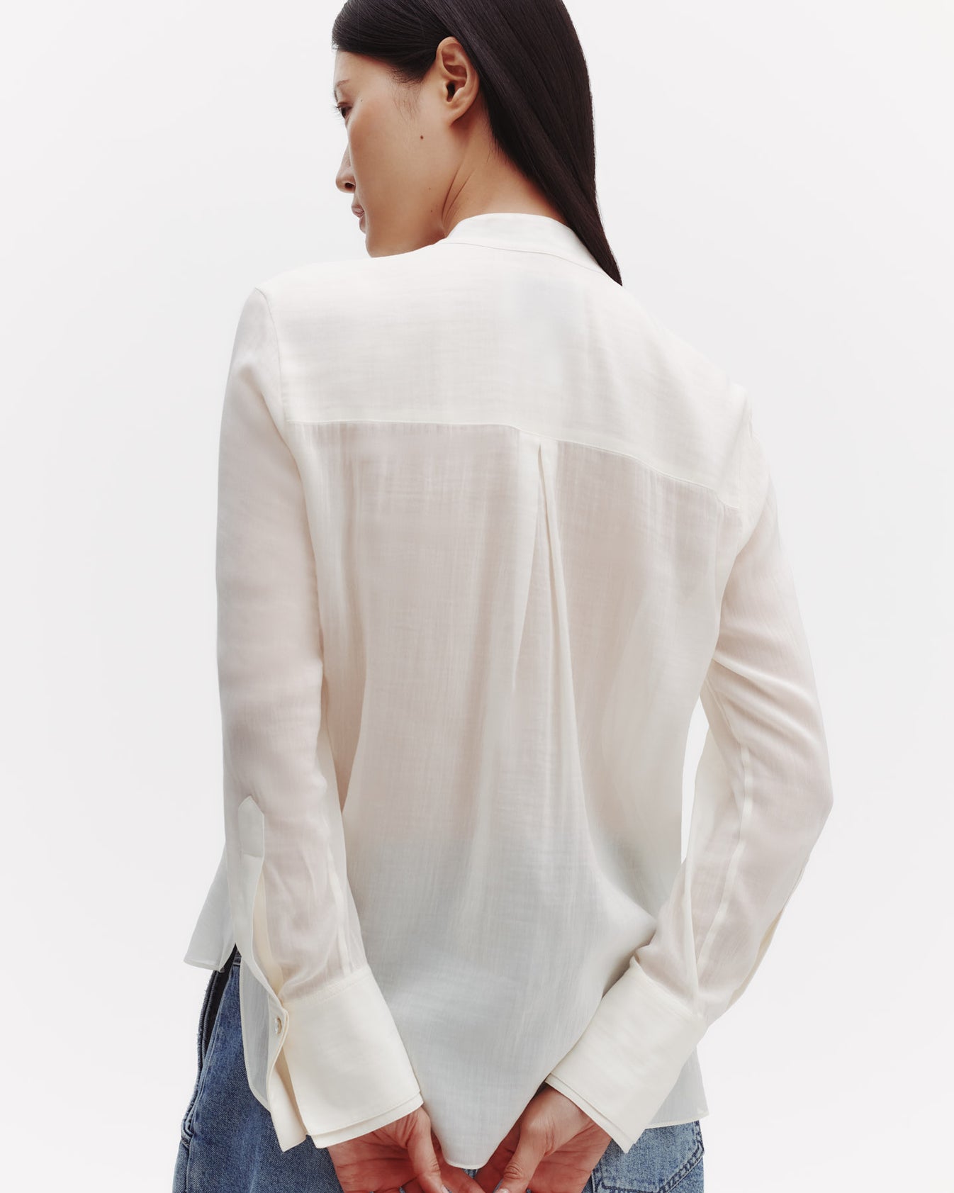 TWP Ivory Beloved Top in Sheer Crinkled Shirting view 4