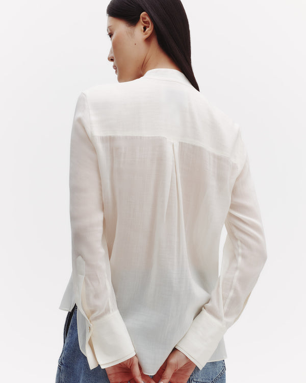 TWP Ivory Beloved Top in Sheer Crinkled Shirting view 4