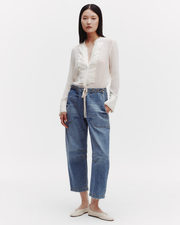 TWP Ivory Beloved Top in Sheer Crinkled Shirting view 5