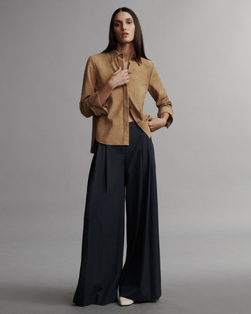 TWP Tobacco Boyfriend shirt in suede view 6