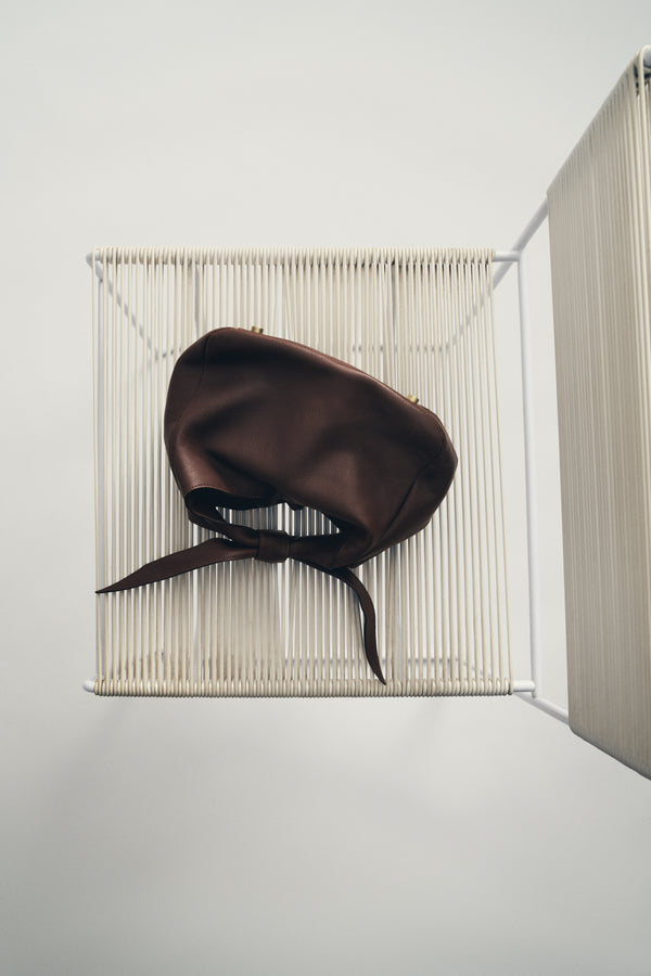 TWP Saddle Small Fisherman Bag with Ties in Leather view 3