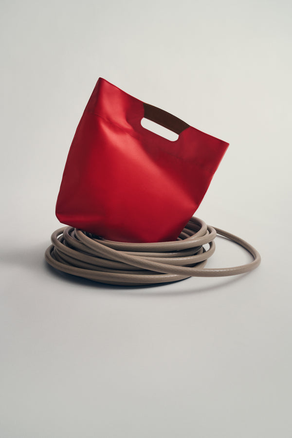 TWP Red Small Tarp Bag in Tarp / Leather view 3