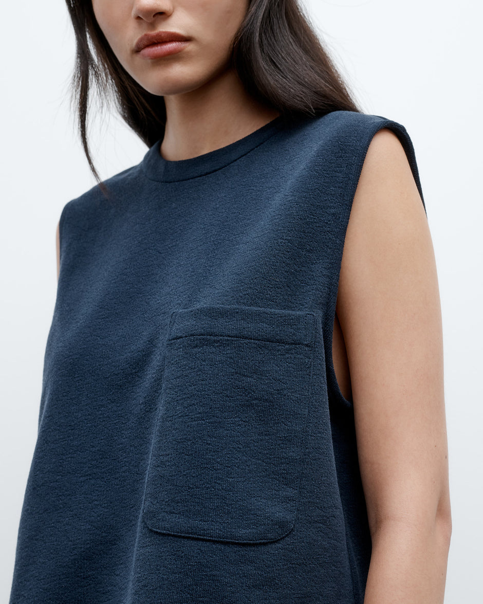 TWP Midnight Cropped Muscle Tank in French Terry view 3