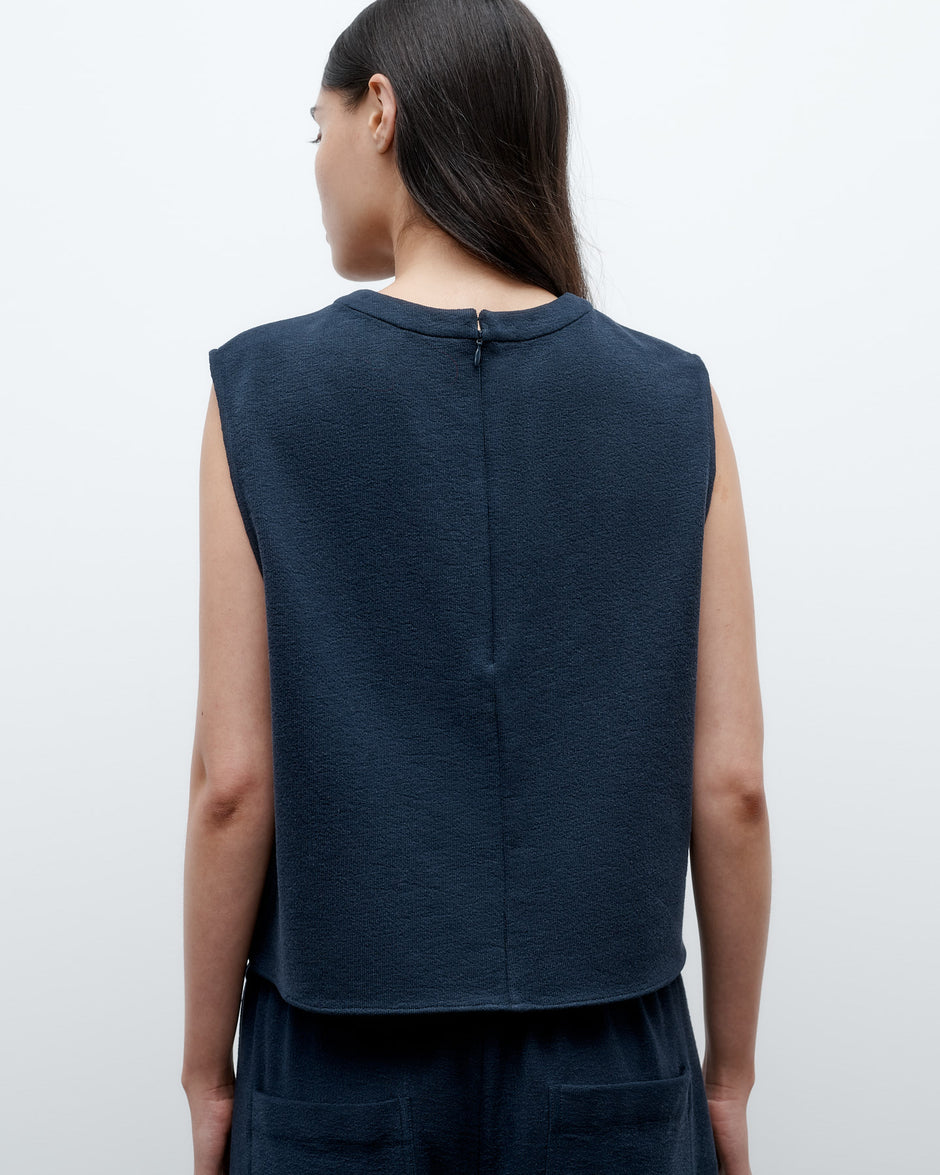 TWP Midnight Cropped Muscle Tank in French Terry view 4