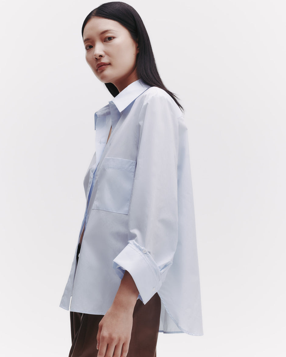TWP Baby blue Morning After Shirt in Superfine Cotton view 1