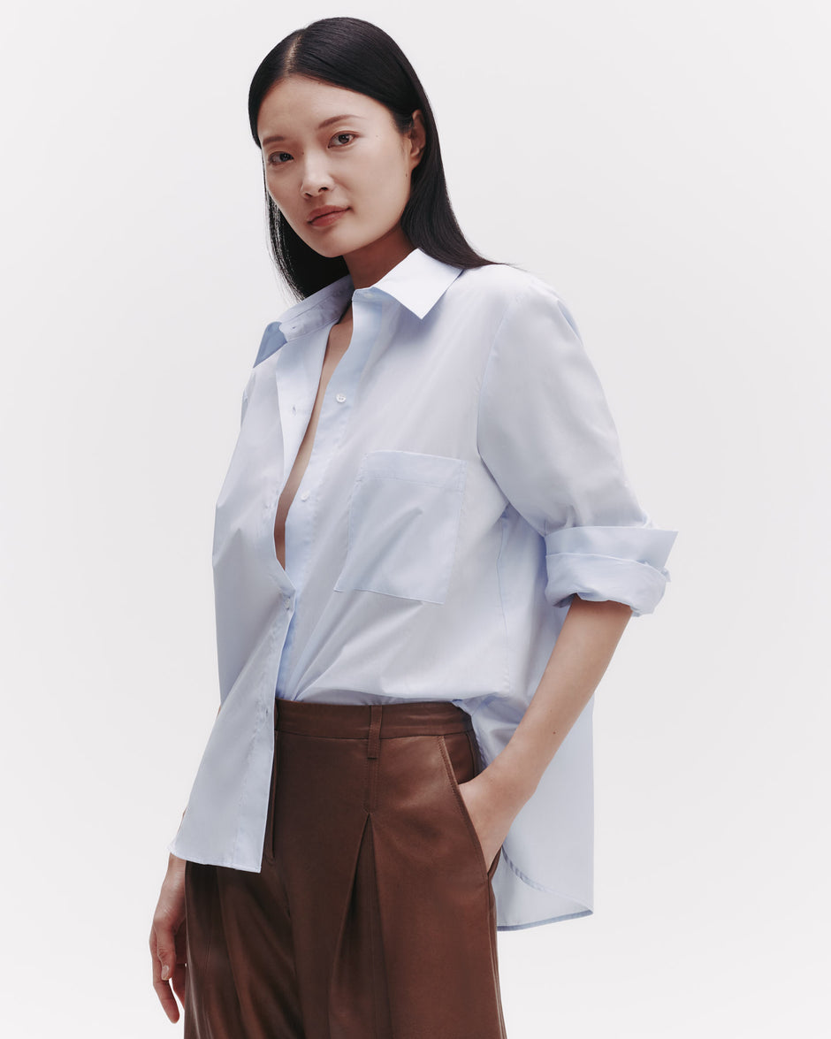 TWP Baby blue Morning After Shirt in Superfine Cotton view 1